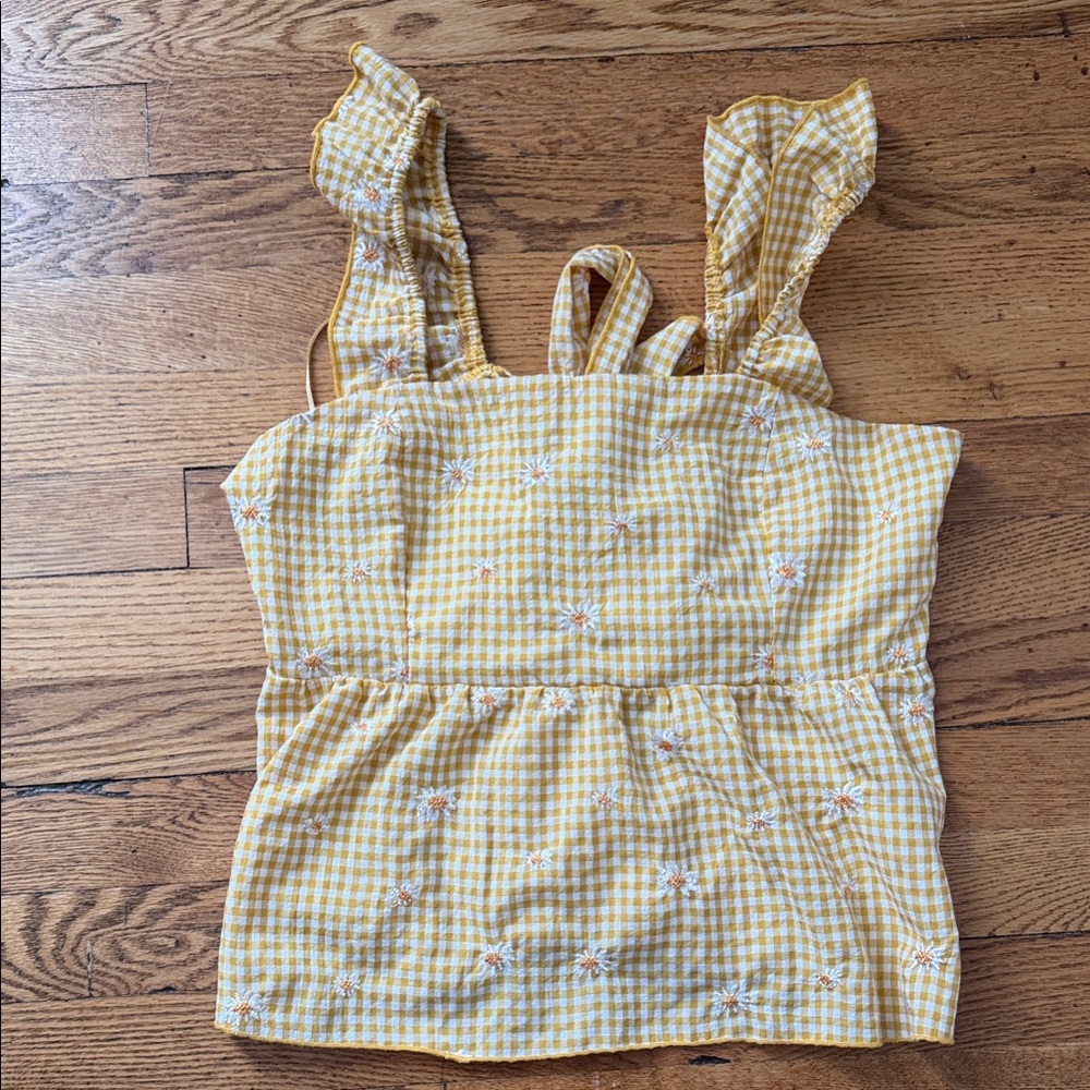 Sunny Yellow Gingham Ruffle Blouse